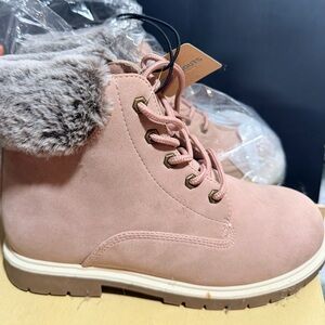JCPenney Blush Lace-Up Boots with Faux Fur